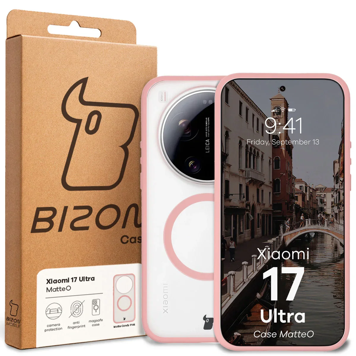 Handyhülle mit Magnetring für Xiaomi 17 Ultra, Bizon Case MatteO, Getönt-Hellrosa - Image 7