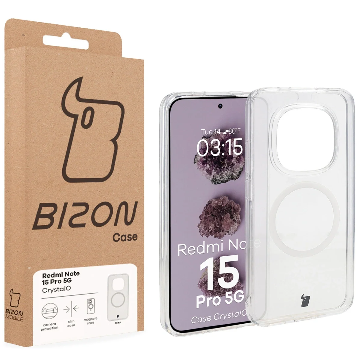 Handyhülle mit Magnetring für Xiaomi Redmi Note 15 Pro 5G, Bizon Case CrystalO, Transparent - Image 7