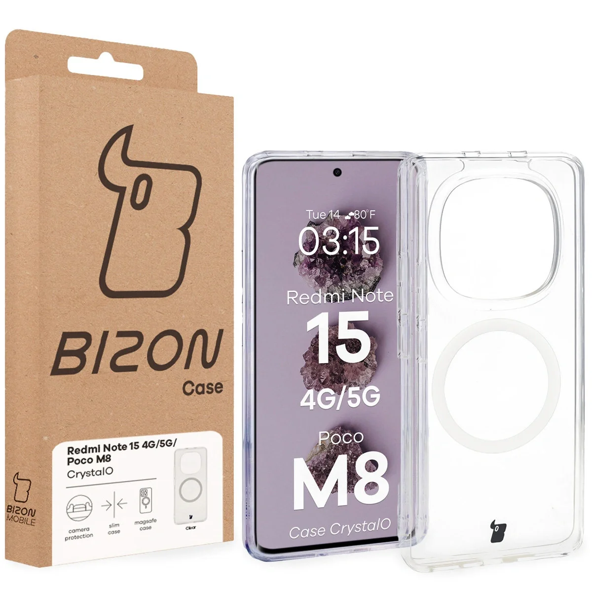 Handyhülle mit Magnetring für Xiaomi Redmi Note 15 / POCO M8 5G, Bizon Case CrystalO, Transparent - Image 7