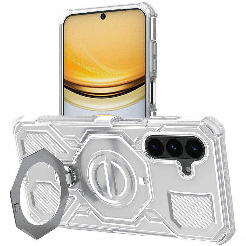 Handyhülle mit Ring für Galaxy A57 5G, Techsuit Carbon Shield Pro, Transparent und Weiß - Image 2