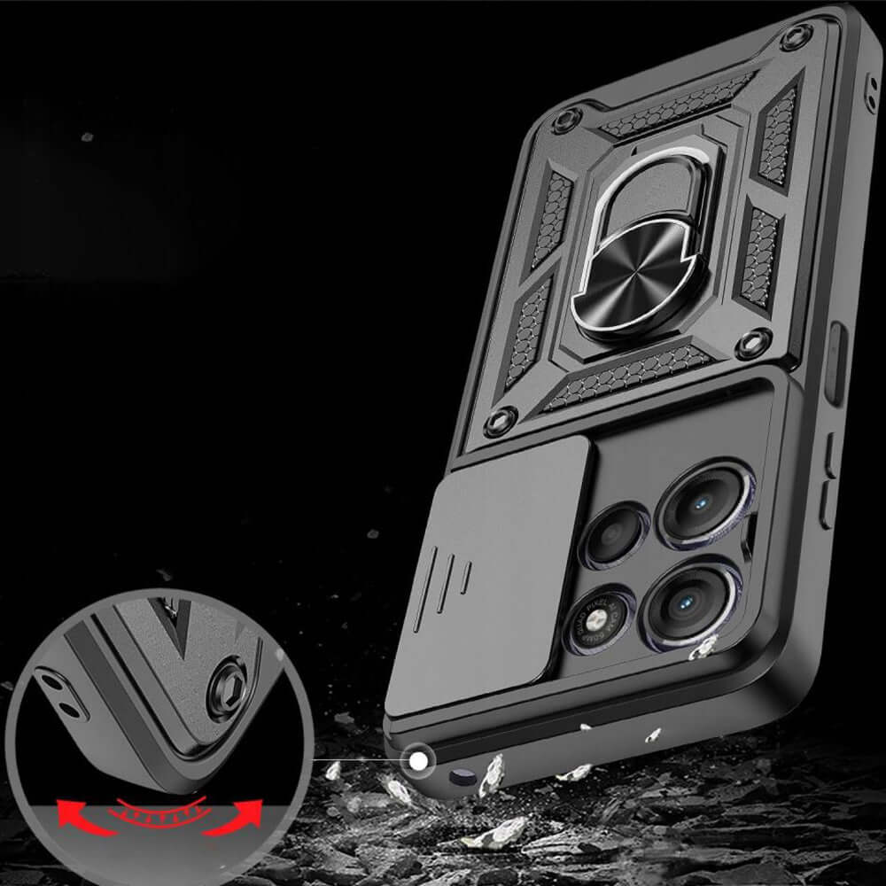 Handyhülle mit Ring für Motorola Moto G15, Tech-Protect Camshield Pro, Schwarz - Image 3