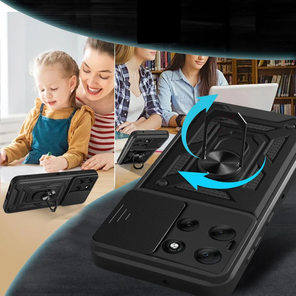 Handyhülle mit Ring für Motorola Moto G86 5G, Tech-Protect Camshield Pro, Schwarz - Image 2