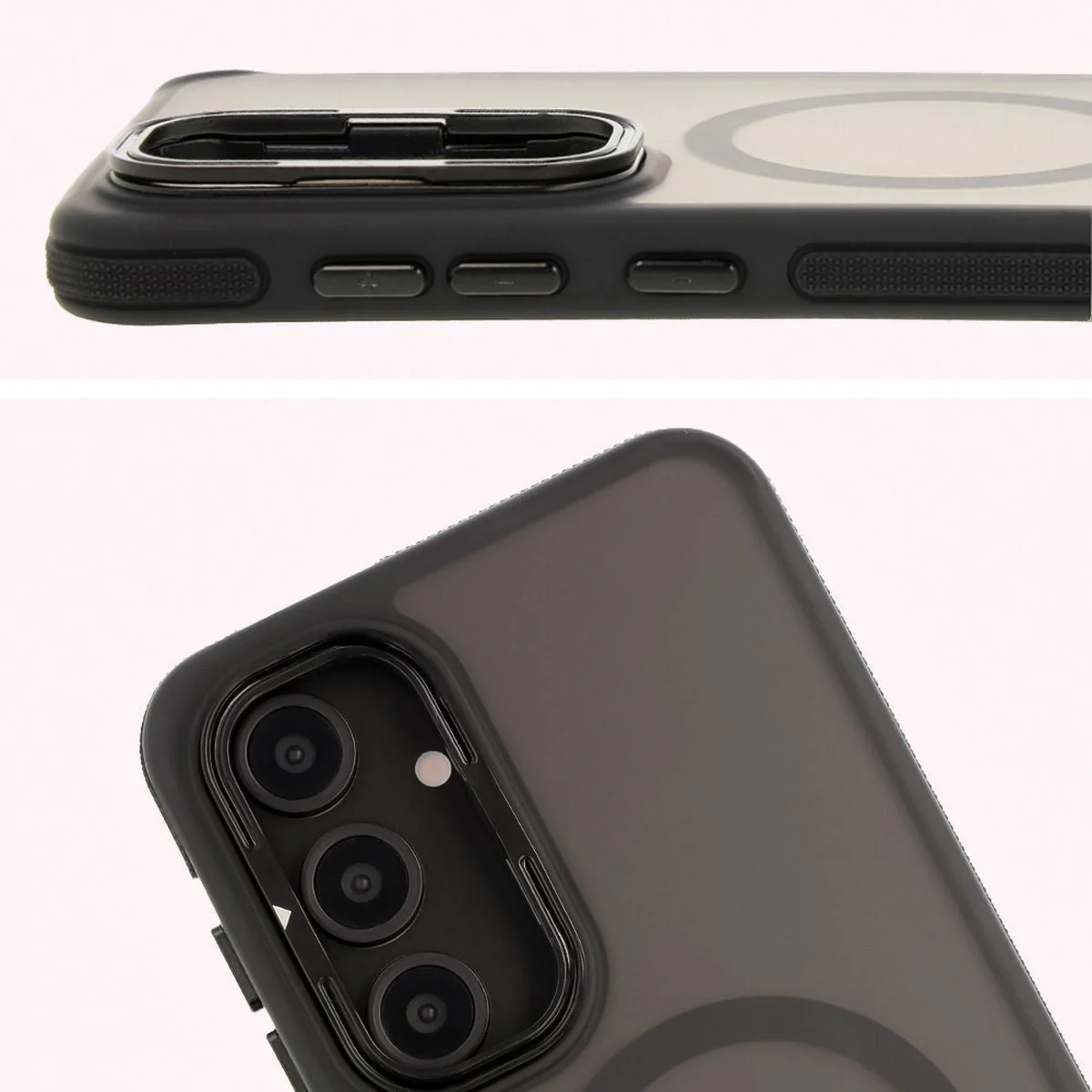 Handyhülle mit Ständer und Magnetring für Galaxy S24 FE, Bizon Case Eclipse, Getönte mit schwarzem Rahmen - Image 5