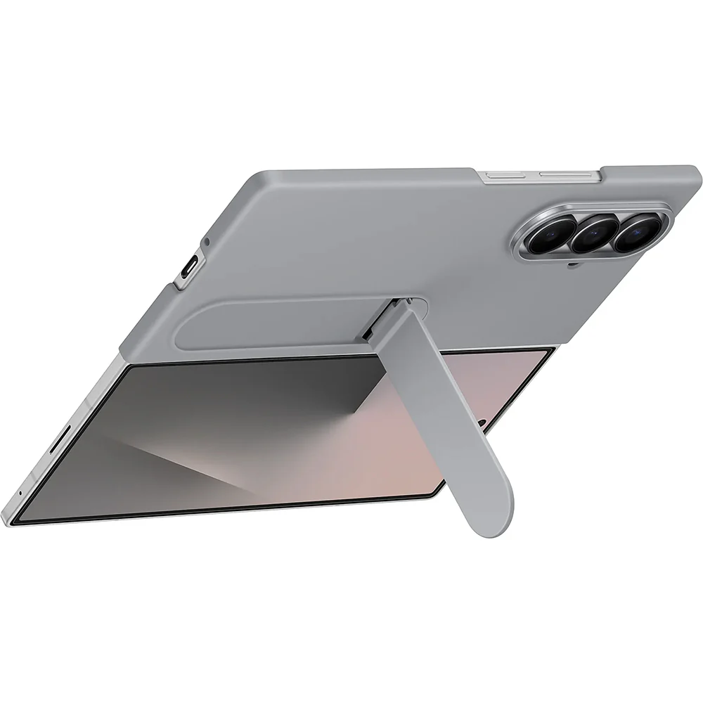 Handyhülle mit Standfunktion und 2x Anti-Reflexionsfolie für Galaxy Z Fold7, Samsung Silicone Case, Grau - Image 2