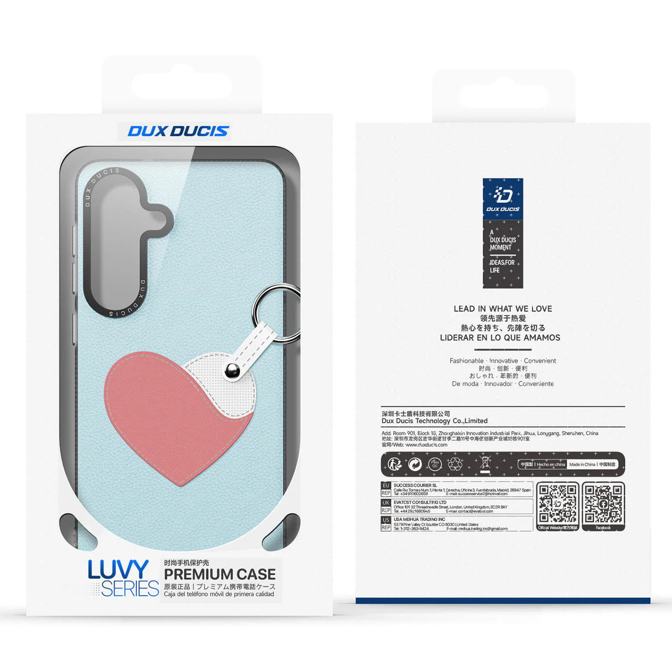 Handyhülle mit Trageband für Galaxy S26 Plus, Dux Ducis Luvy, Blau mit Rosa Herz - Image 10