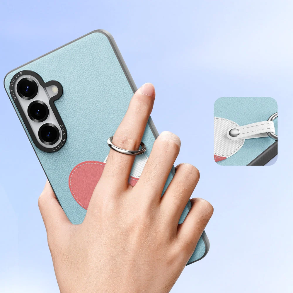 Handyhülle mit Trageband für Galaxy S26 Plus, Dux Ducis Luvy, Blau mit Rosa Herz - Image 4