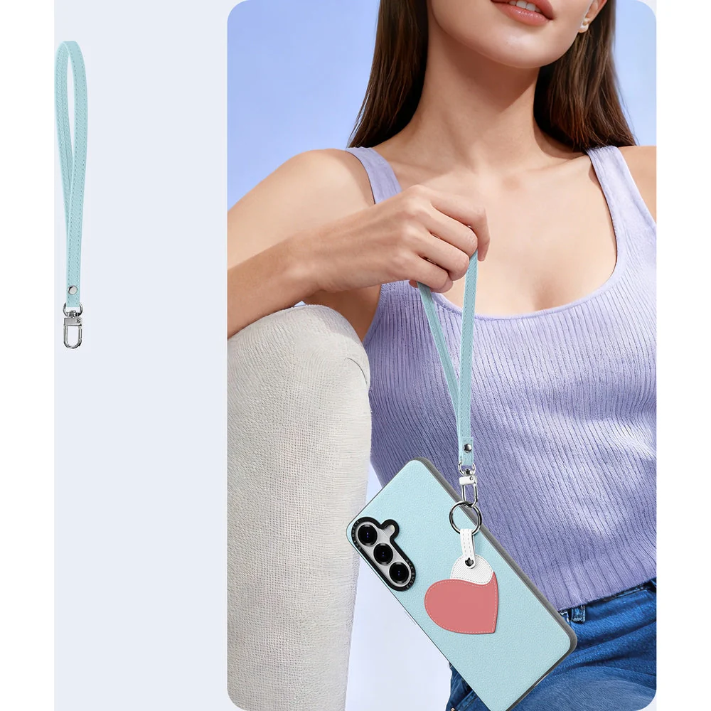 Handyhülle mit Trageband für Galaxy S26 Plus, Dux Ducis Luvy, Blau mit Rosa Herz - Image 5