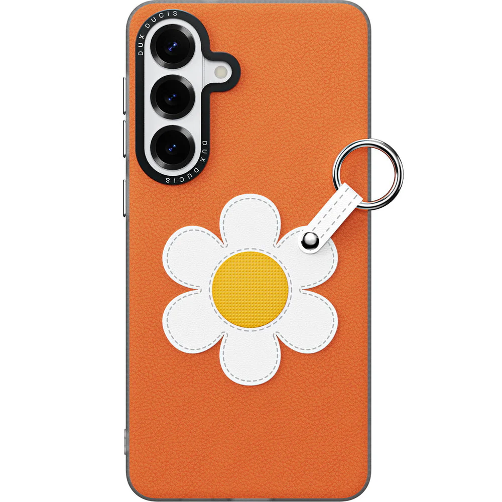 Handyhülle mit Trageband für Galaxy S26 Plus, Dux Ducis Luvy, Orange mit Gänseblümchen