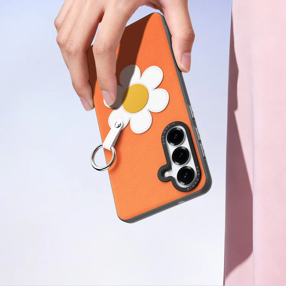Handyhülle mit Trageband für Galaxy S26 Plus, Dux Ducis Luvy, Orange mit Gänseblümchen - Image 8