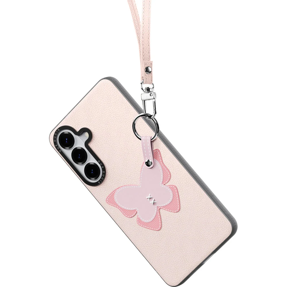 Handyhülle mit Trageband für Galaxy S26 Plus, Dux Ducis Luvy, Rosa mit Schmetterling - Image 3
