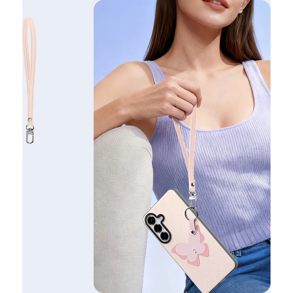 Handyhülle mit Trageband für Galaxy S26 Plus, Dux Ducis Luvy, Rosa mit Schmetterling - Image 5