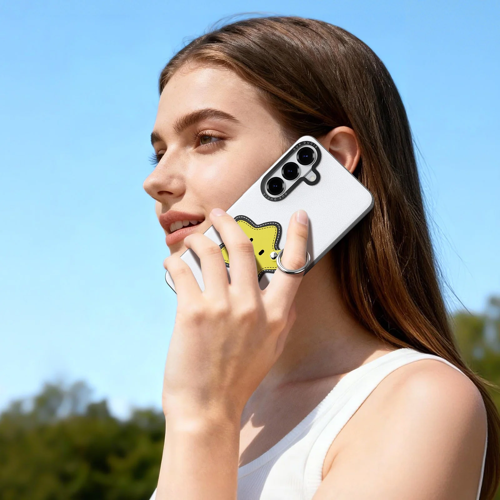 Handyhülle mit Trageband für Galaxy S26 Plus, Dux Ducis Luvy, Weiß mit gelbem Stern - Image 9