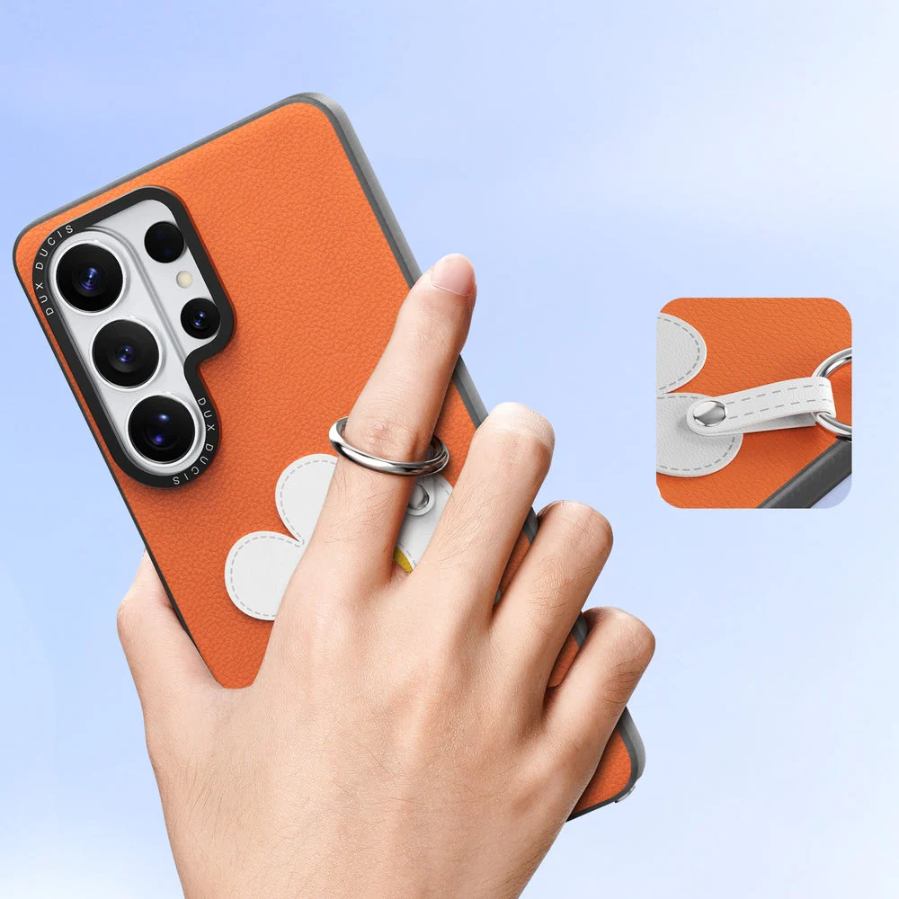 Handyhülle mit Trageband für Galaxy S26 Ultra, Dux Ducis Luvy, Orange mit Gänseblümchen - Image 4