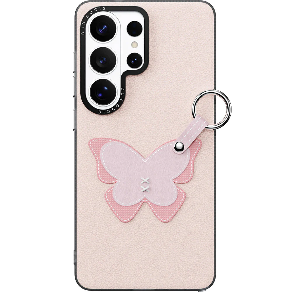 Handyhülle mit Trageband für Galaxy S26 Ultra, Dux Ducis Luvy, Rosa mit Schmetterling