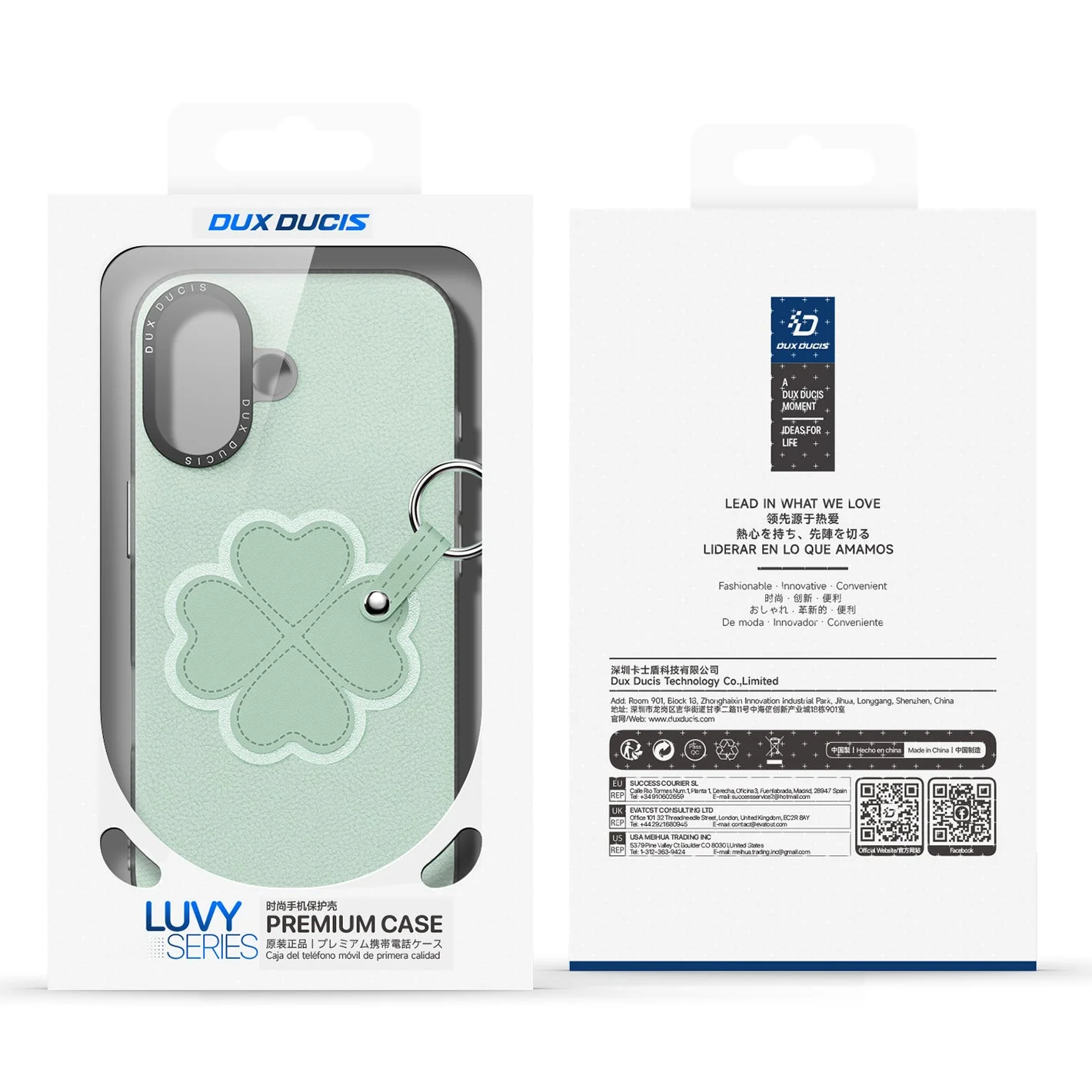 Handyhülle mit Trageband für iPhone 17, Dux Ducis Luvy, Grün mit Klee - Image 10