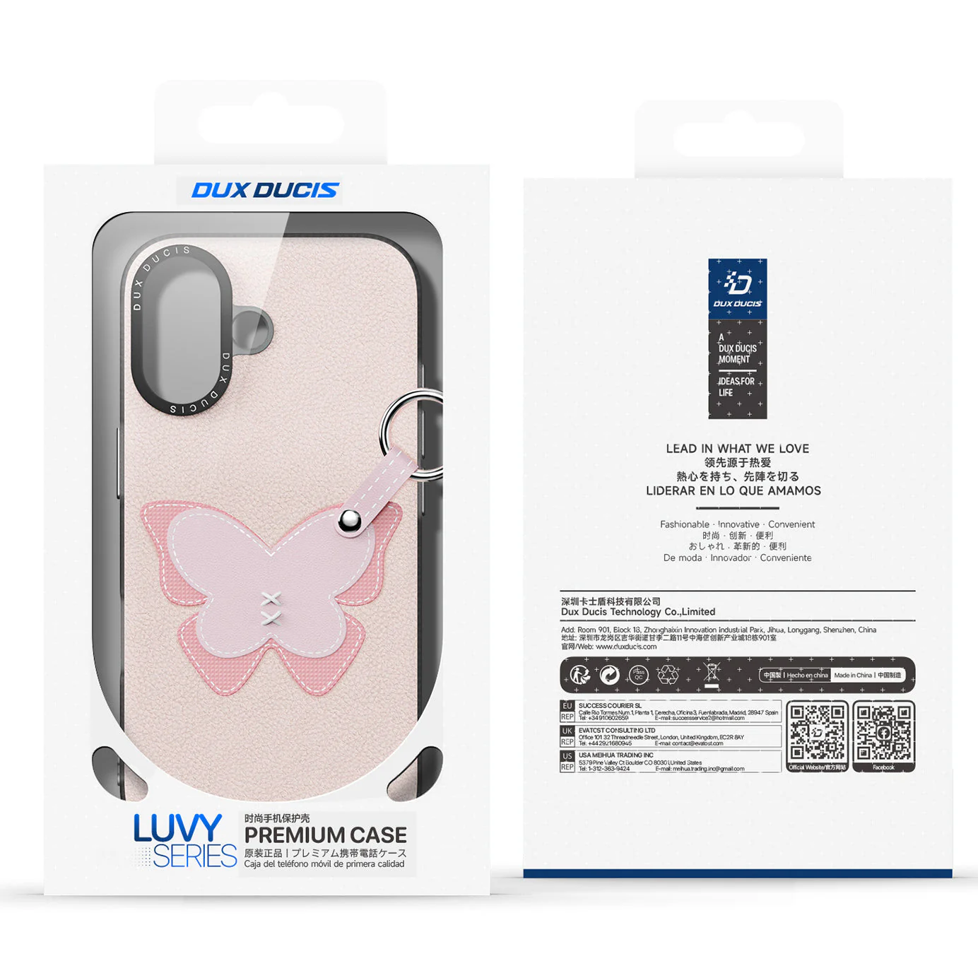 Handyhülle mit Trageband für iPhone 17, Dux Ducis Luvy, Rosa mit Schmetterling - Image 10