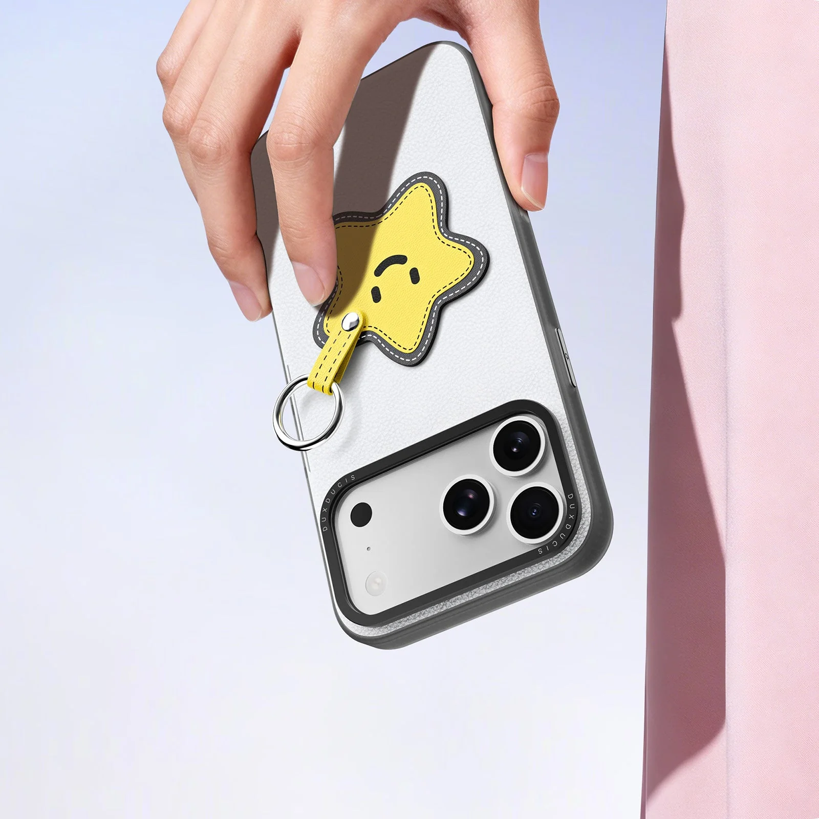 Handyhülle mit Trageband für iPhone 17 Pro, Dux Ducis Luvy, Weiß mit gelbem Stern - Image 8
