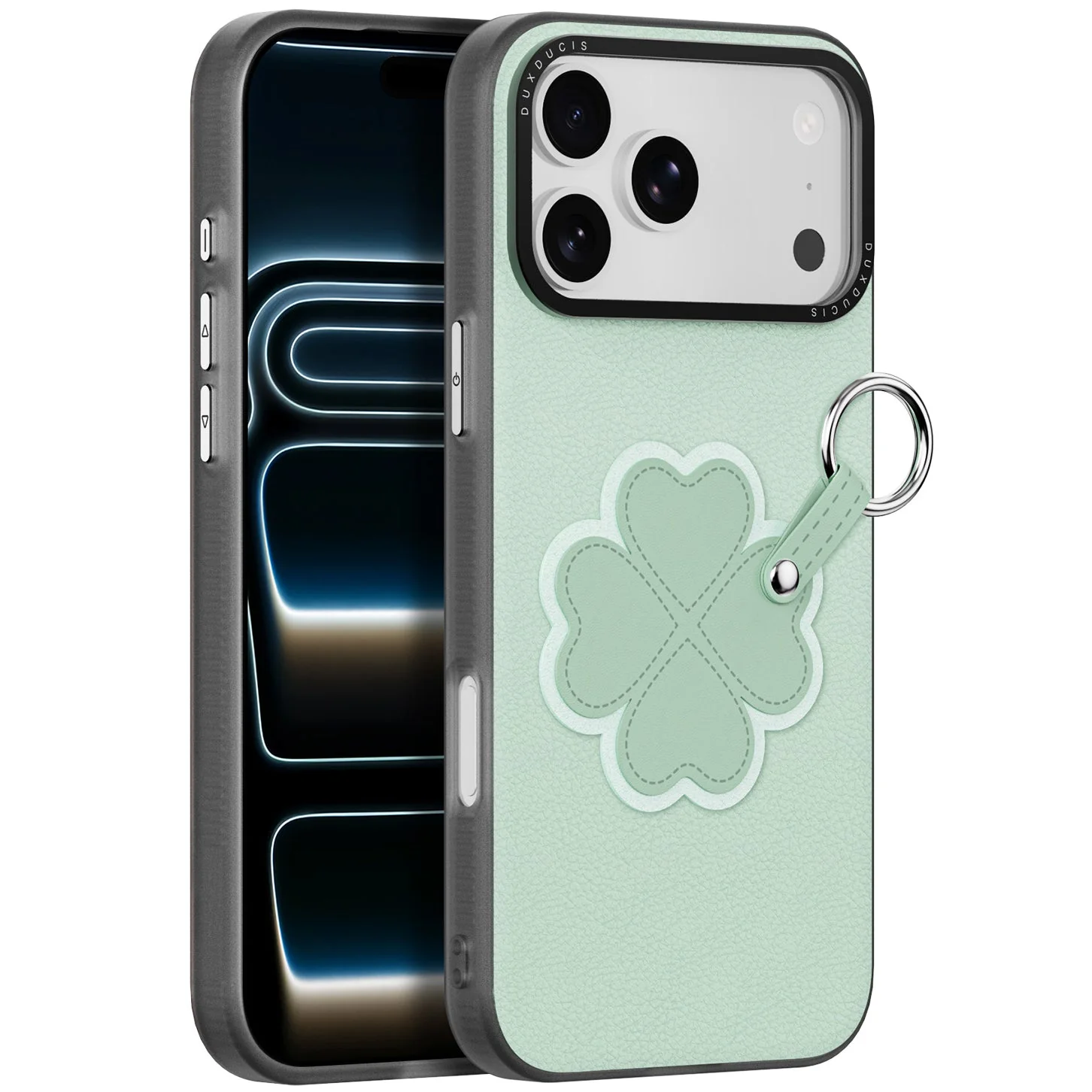 Handyhülle mit Trageband für iPhone 17 Pro Max, Dux Ducis Luvy, Grün mit Klee - Image 2