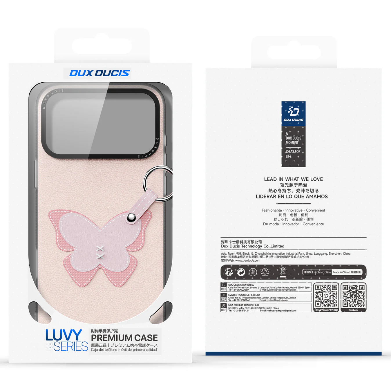 Handyhülle mit Trageband für iPhone 17 Pro Max, Dux Ducis Luvy, Rosa mit Schmetterling - Image 10