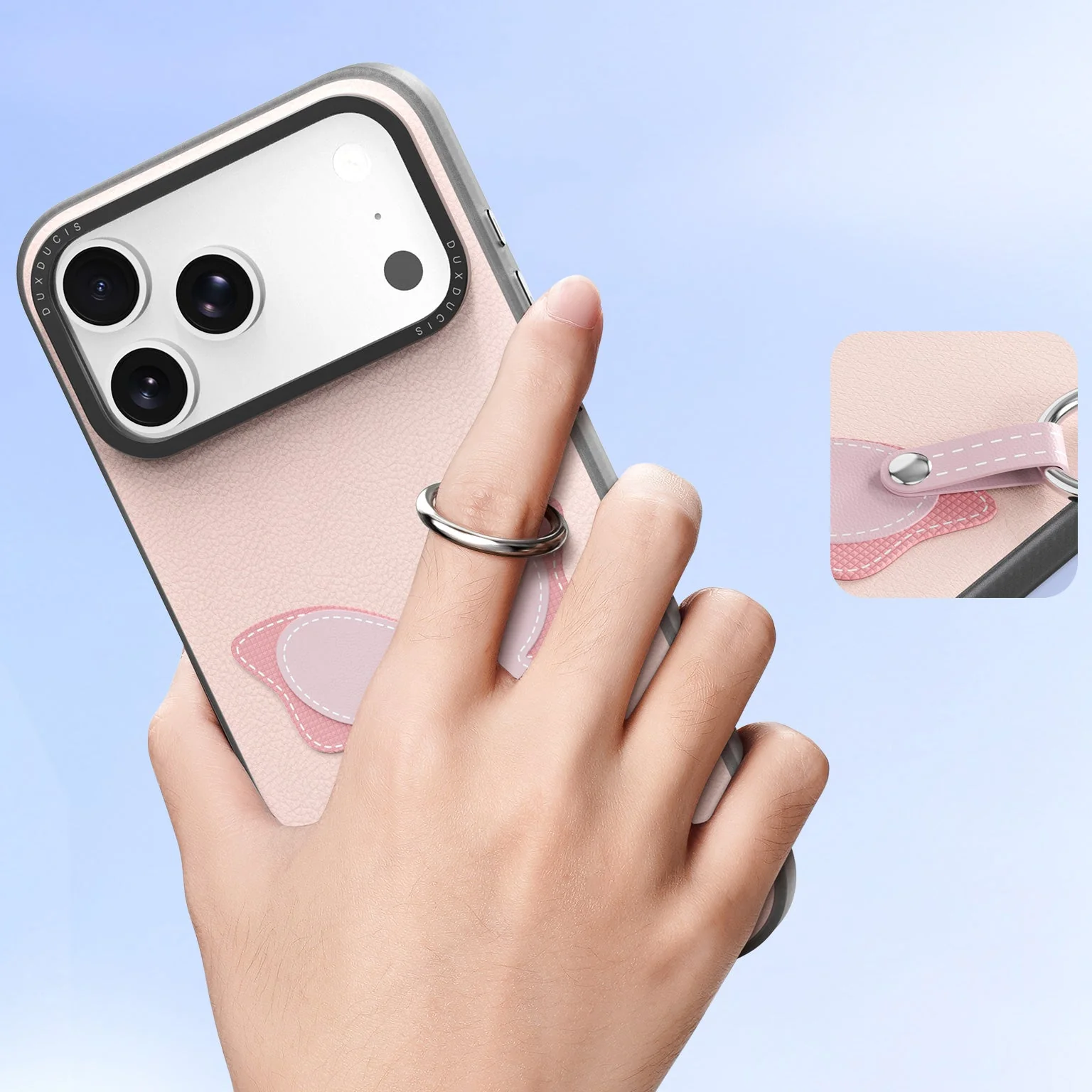 Handyhülle mit Trageband für iPhone 17 Pro Max, Dux Ducis Luvy, Rosa mit Schmetterling - Image 5