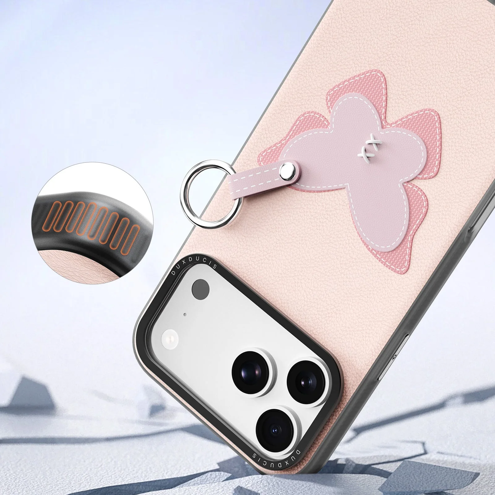 Handyhülle mit Trageband für iPhone 17 Pro Max, Dux Ducis Luvy, Rosa mit Schmetterling - Image 7