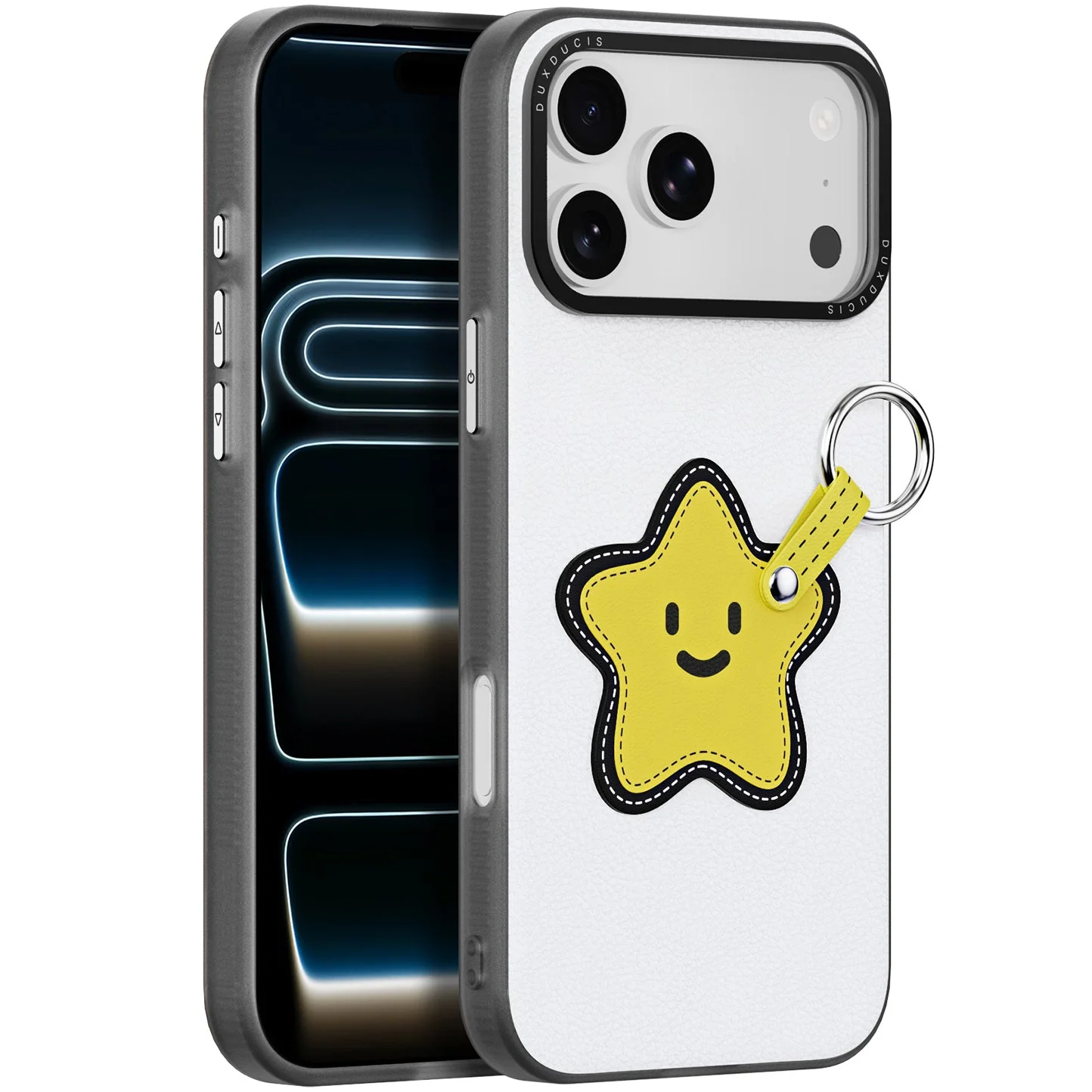 Handyhülle mit Trageband für iPhone 17 Pro Max, Dux Ducis Luvy, Weiß mit gelbem Stern - Image 2