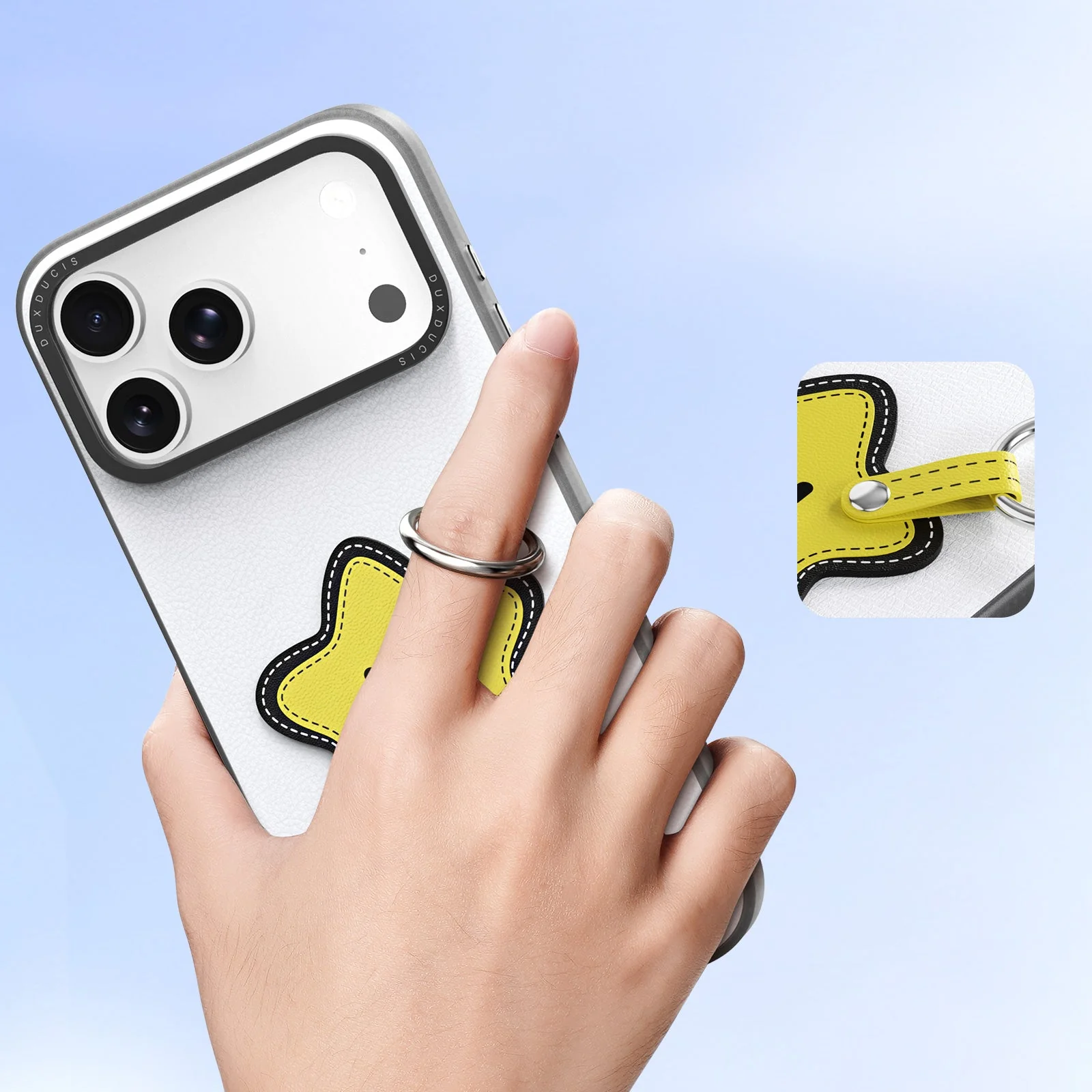 Handyhülle mit Trageband für iPhone 17 Pro Max, Dux Ducis Luvy, Weiß mit gelbem Stern - Image 5