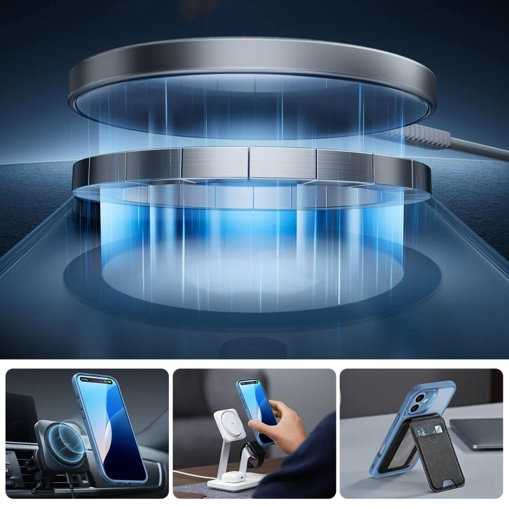 Handyhülle und Gehärtetes Glas für Bildschirm für iPhone 16, ESR Classic Pro Set HaloLock für MagSafe, Durchscheinend-Blau - Image 3