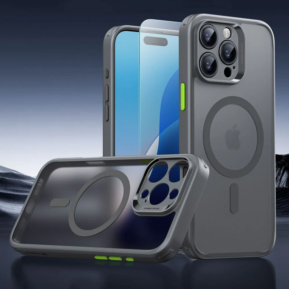 Handyhülle und Gehärtetes Glas für Bildschirm für iPhone 16 Pro Max, ESR Classic Pro Set HaloLock für MagSafe, Durchscheinend-Grau - Image 2