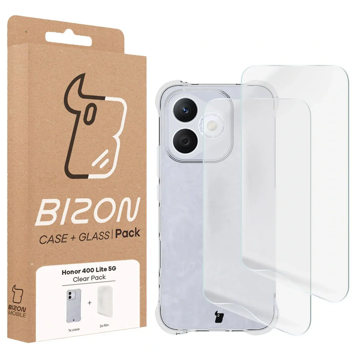 Handyhülle + 2x Folie für Honor 400 Lite, Bizon Case Clear Pack, Transparent - Image 9