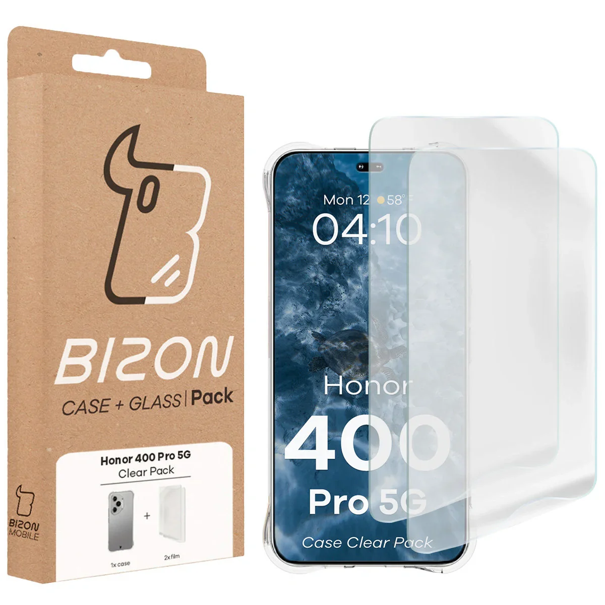 Handyhülle + 2x Folie für Honor 400 Pro, Bizon Case Clear Pack, Transparent - Image 9