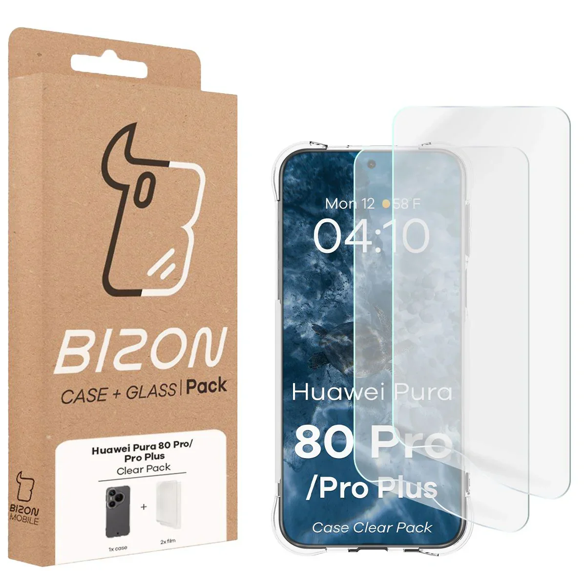 Handyhülle + 2x Folie für Huawei Pura 80 Pro / Pro Plus, Bizon Case Clear Pack, Transparent - Image 9