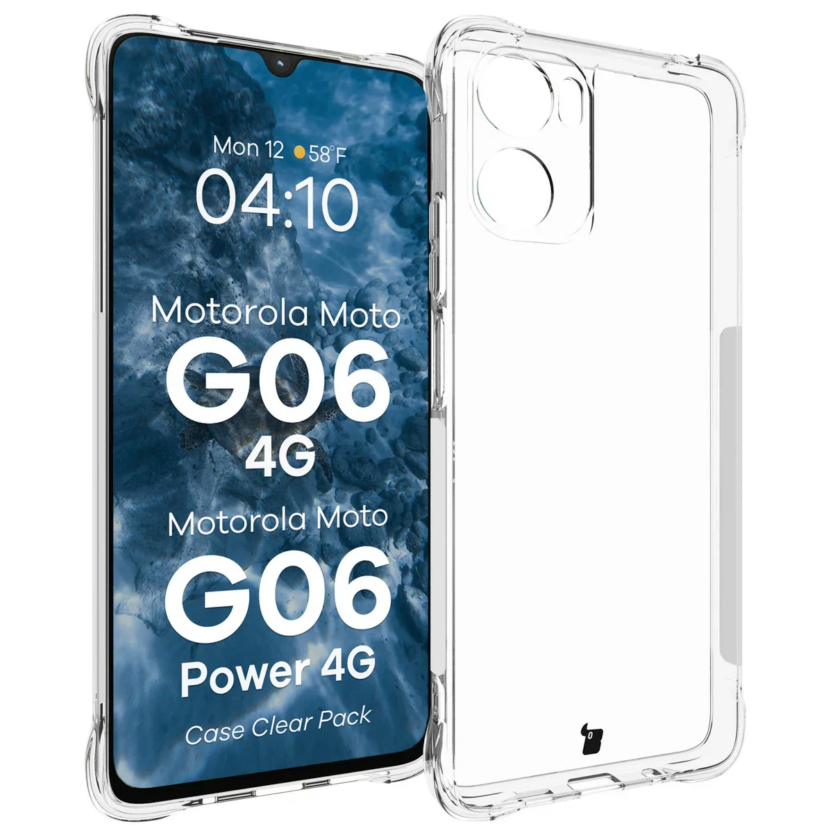 Handyhülle + 2x Folie für Motorola Moto G06 4G / G06 Power 4G, Bizon Case Clear Pack, Transparent - Image 3