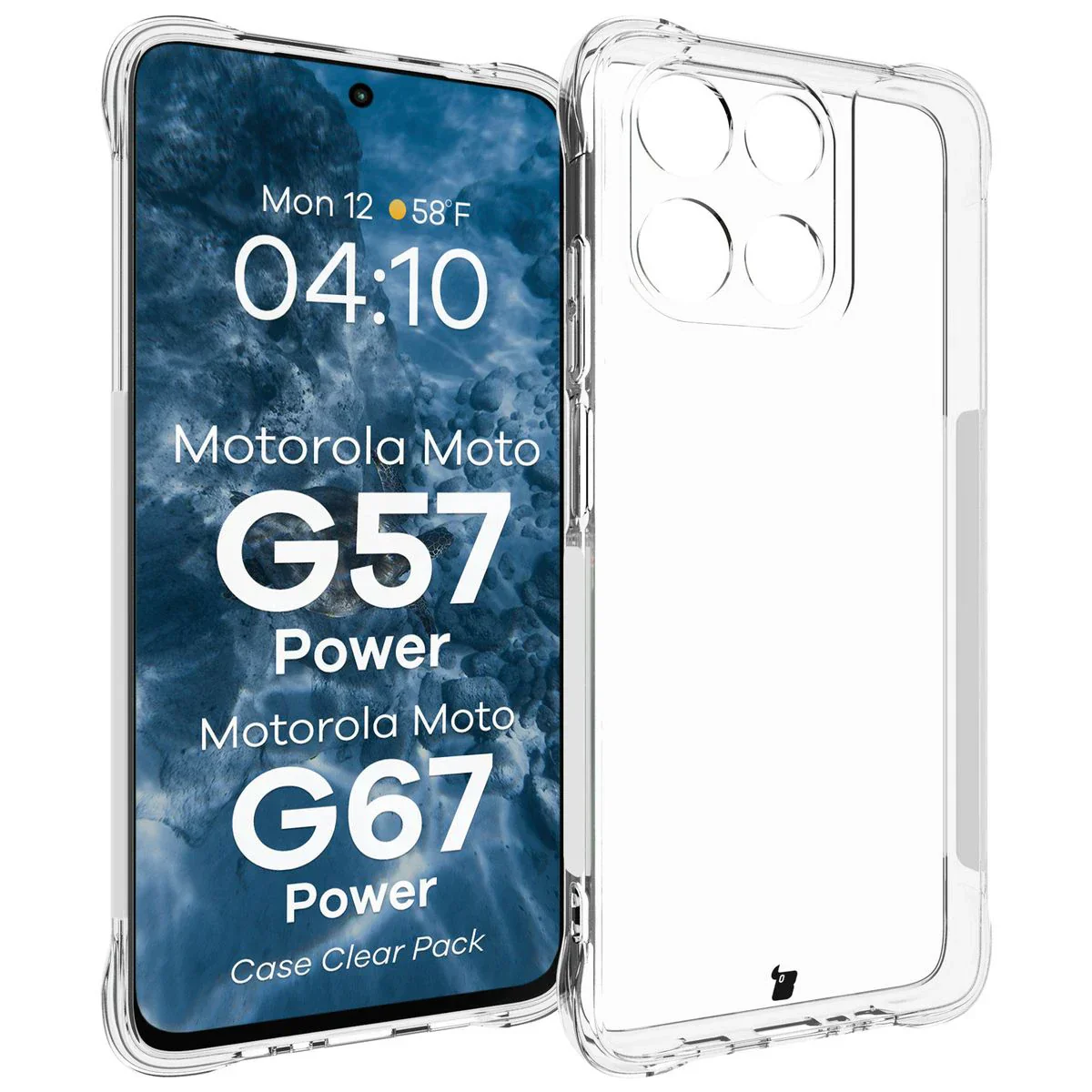 Handyhülle + 2x Folie für Motorola Moto G57 Power / G67 Power, Bizon Case Clear Pack, Transparent - Image 3