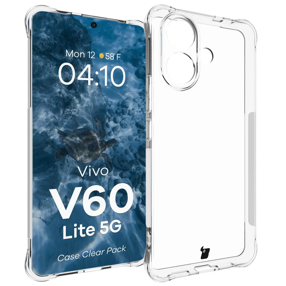 Handyhülle + 2x Folie für Vivo V60 Lite 5G, Bizon Case Clear Pack, Transparent - Image 3