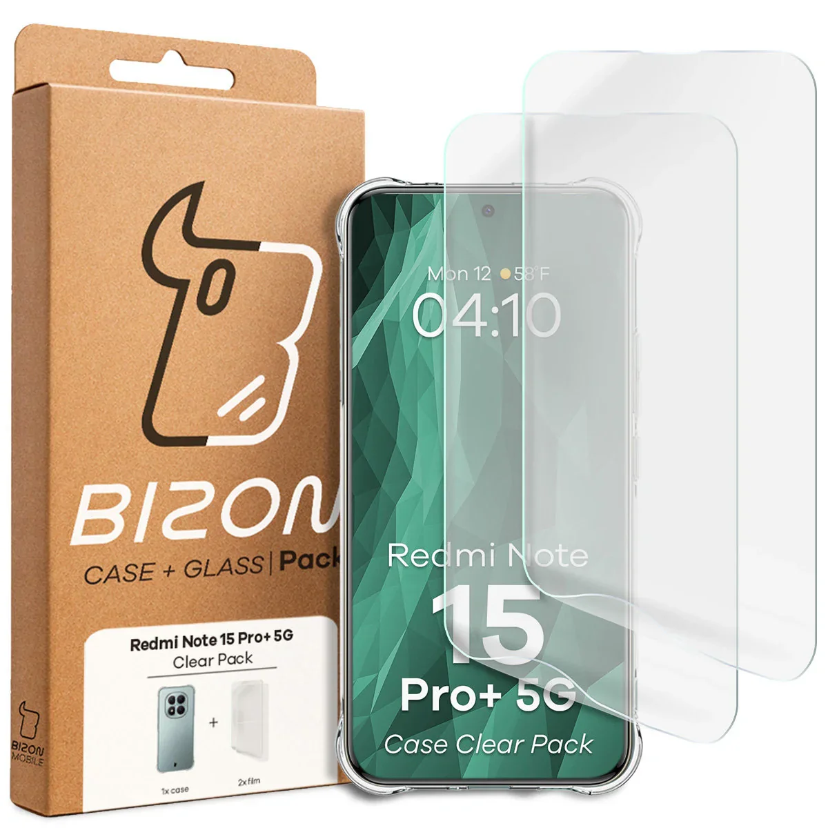 Handyhülle + 2x Folie für Xiaomi Redmi Note 15 Pro Plus 5G, Bizon Case Clear Pack, Transparent - Image 9