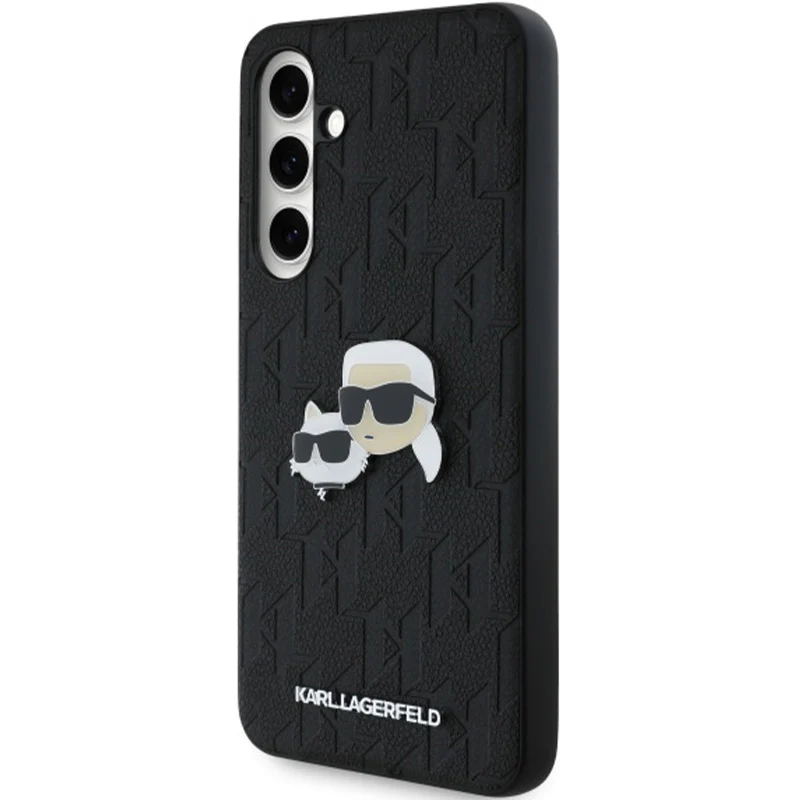 Handyhülle für Galaxy S24 FE, Karl Lagerfeld HardCase Monogram Karl and Choupette Head Pin, Schwarz - Image 3