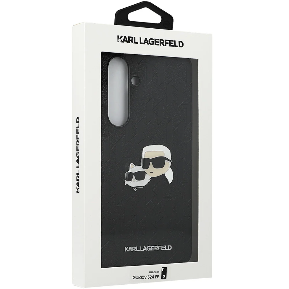 Handyhülle für Galaxy S24 FE, Karl Lagerfeld HardCase Monogram Karl and Choupette Head Pin, Schwarz - Image 9