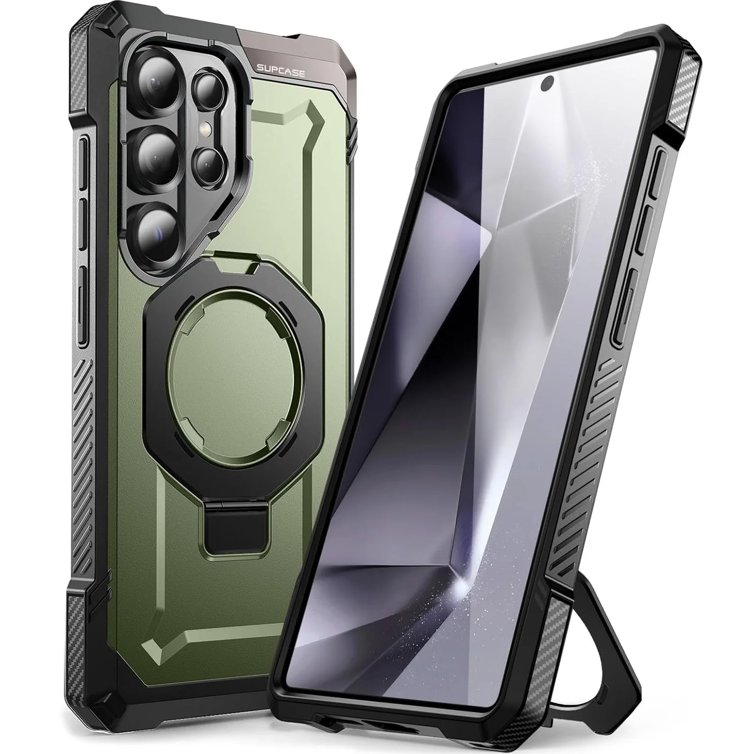 Handyhülle für Galaxy S25 Ultra, Supcase UB Grip Mag mit MagSafe, Schwarz-Grün