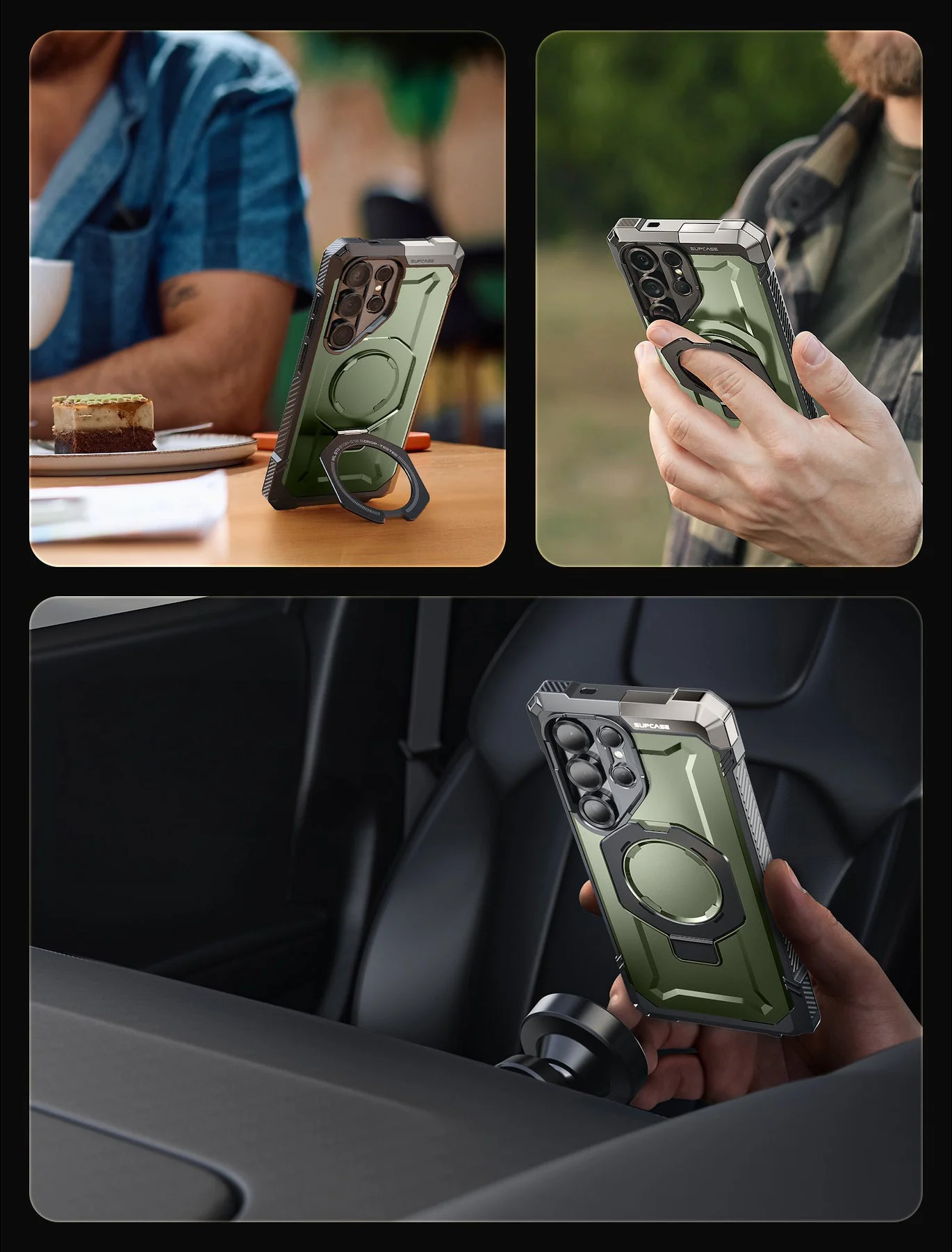 Handyhülle für Galaxy S25 Ultra, Supcase UB Grip Mag mit MagSafe, Schwarz-Grün - Image 11