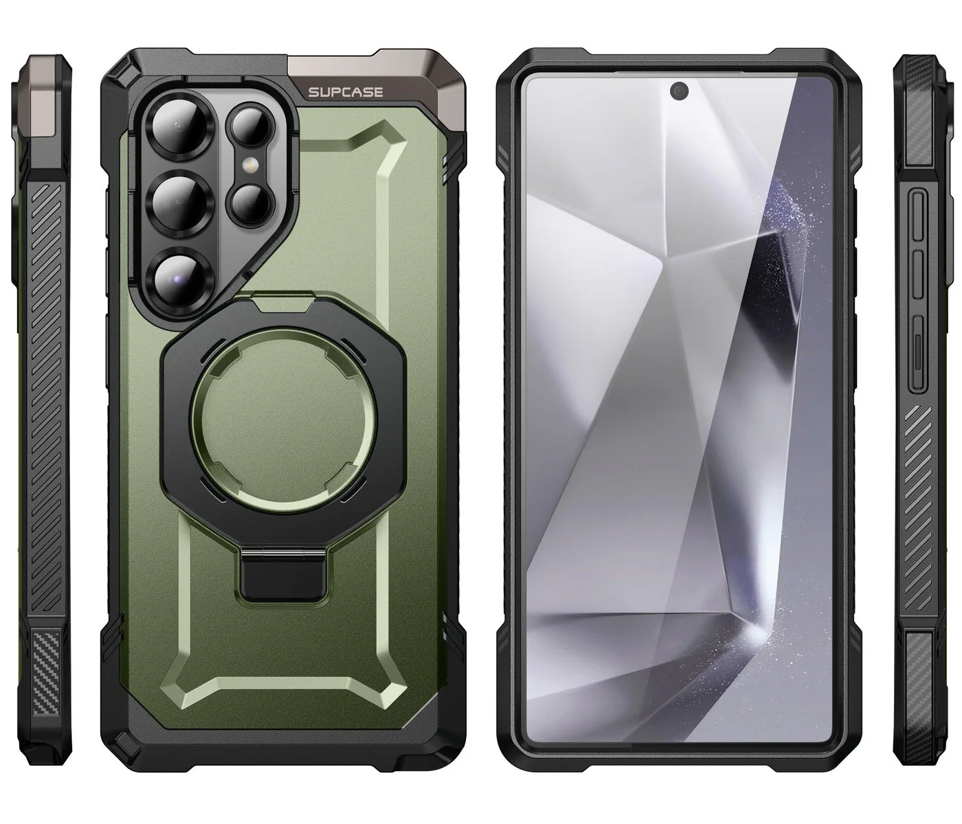Handyhülle für Galaxy S25 Ultra, Supcase UB Grip Mag mit MagSafe, Schwarz-Grün - Image 4