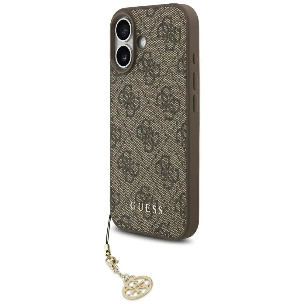 Handyhülle für iPhone 17, Guess 4G Charms Collection, Braun