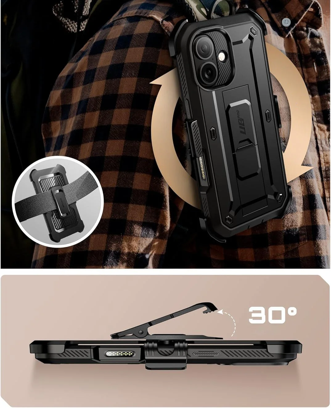 Handyhülle für iPhone 17, Supcase UB Pro SP (CC), Schwarz - Image 9