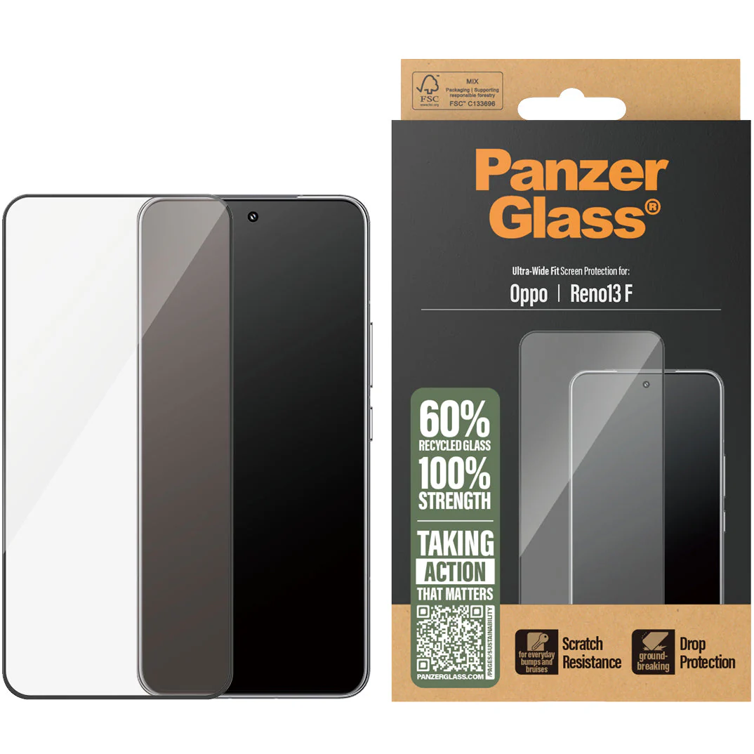 Hartglas für Oppo Reno 13 F PanzerGlass Ultra-Wide Fit, schwarzem Rahmen - Image 2