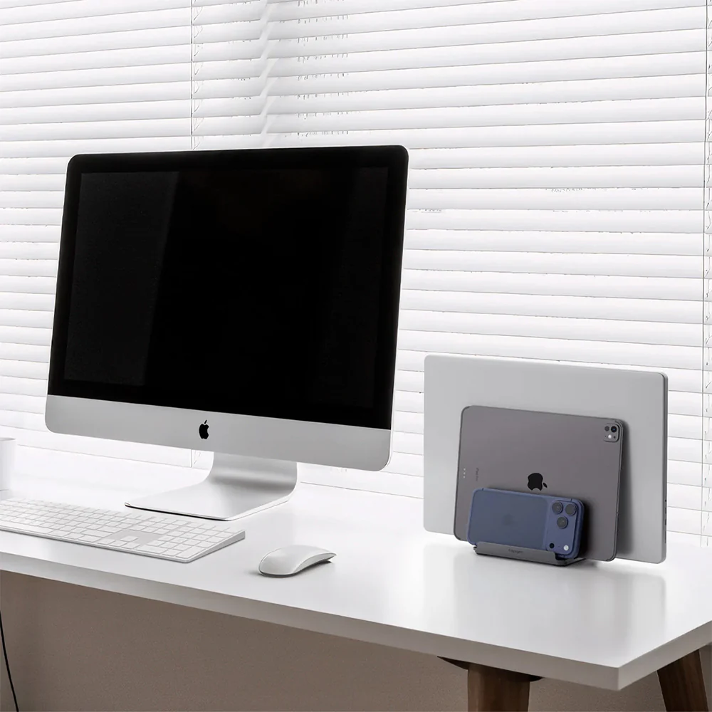 Höhenverstellbarer Vertikalständer für Laptop, Tablet und Smartphone, Spigen Vertical Stand LD208S4, Silbern - Image 11