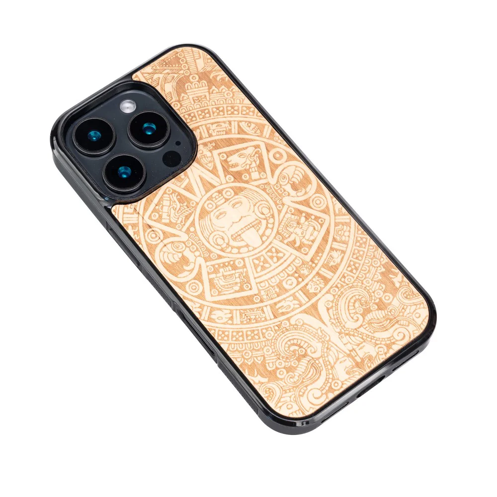 Holzhülle für iPhone 16 Pro, Bewood Aniegre Aztekischer Kalender - Image 3