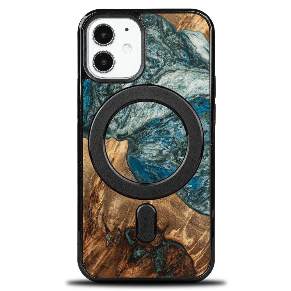 Holzhülle für iPhone 12 Mini, Bewood Unique Planets Erde für MagSafe