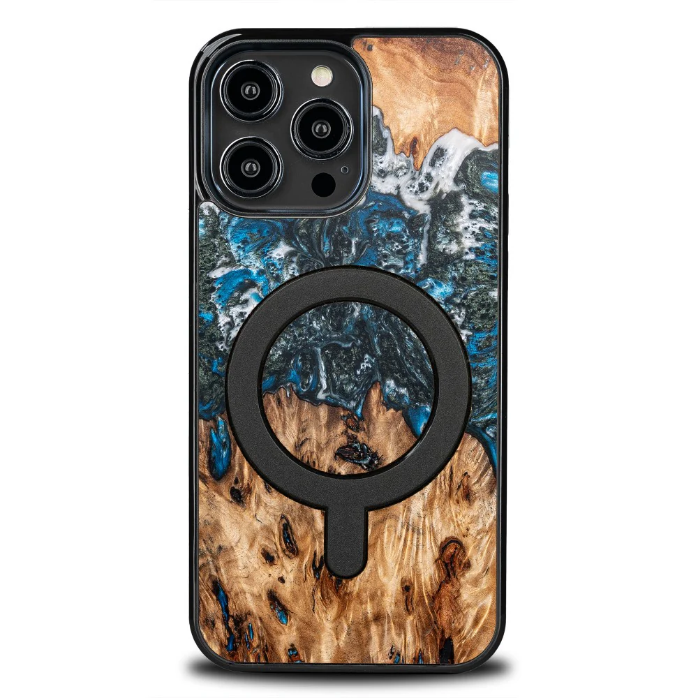 Holzhülle für iPhone 14 Pro Max, Bewood Unique Planets Erde für MagSafe