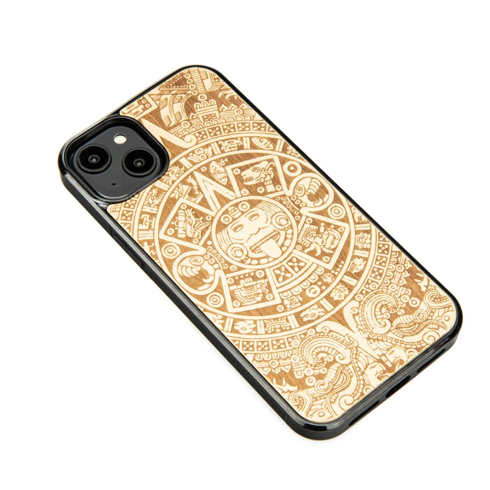 Holzhülle für iPhone 15 Plus, Bewood Aniegre Aztekischer Kalender - Image 2