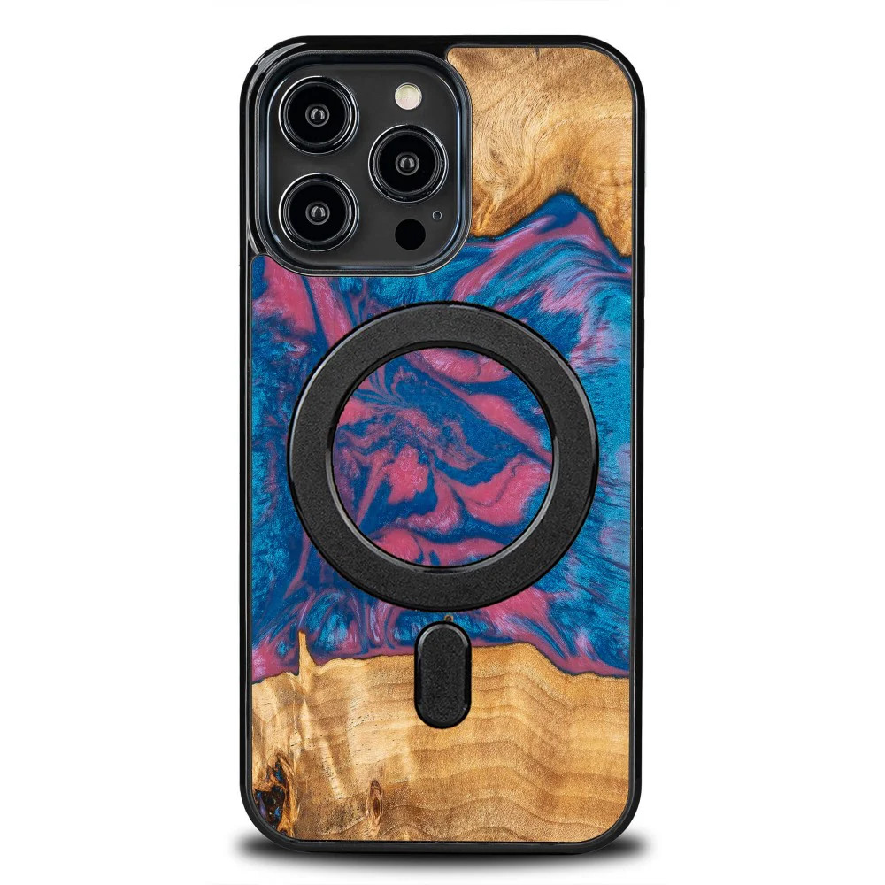 Holzhülle für iPhone 15 Pro Max, Bewood Unique Neons Vegas für MagSafe